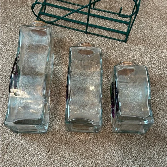 Glass Grape Bottle Set with Metal Stand - Picture 6 of 8